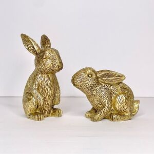 Set of 2 Target Bullseye Playground Gold Resin Easter Bunny Mini Figures